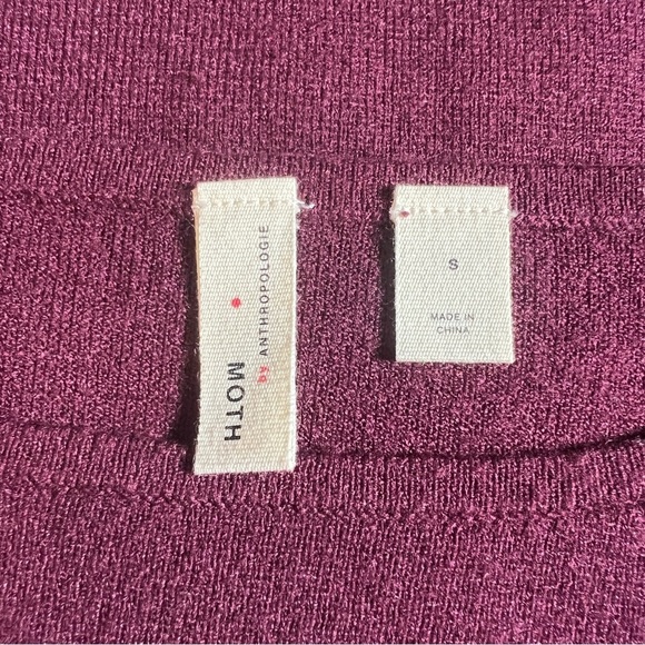 Anthropologie Moth Chester Dress w/ Bell Flare Sleeves in Red Plum Purple, Small - Picture 6 of 9